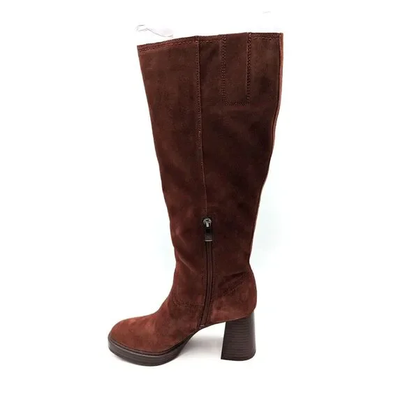 Naturalizer Women's Ona Platform Tall Boot Knee High Cappuccino Suede‎ SZ 7.5